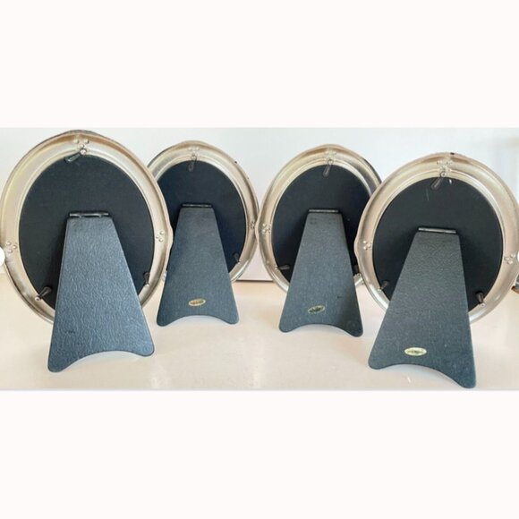 Set of 4 Black Enamel & Rhinestone Oval 4 x 6 Picture Photo Frames by Pinnacle - Picture 2 of 4